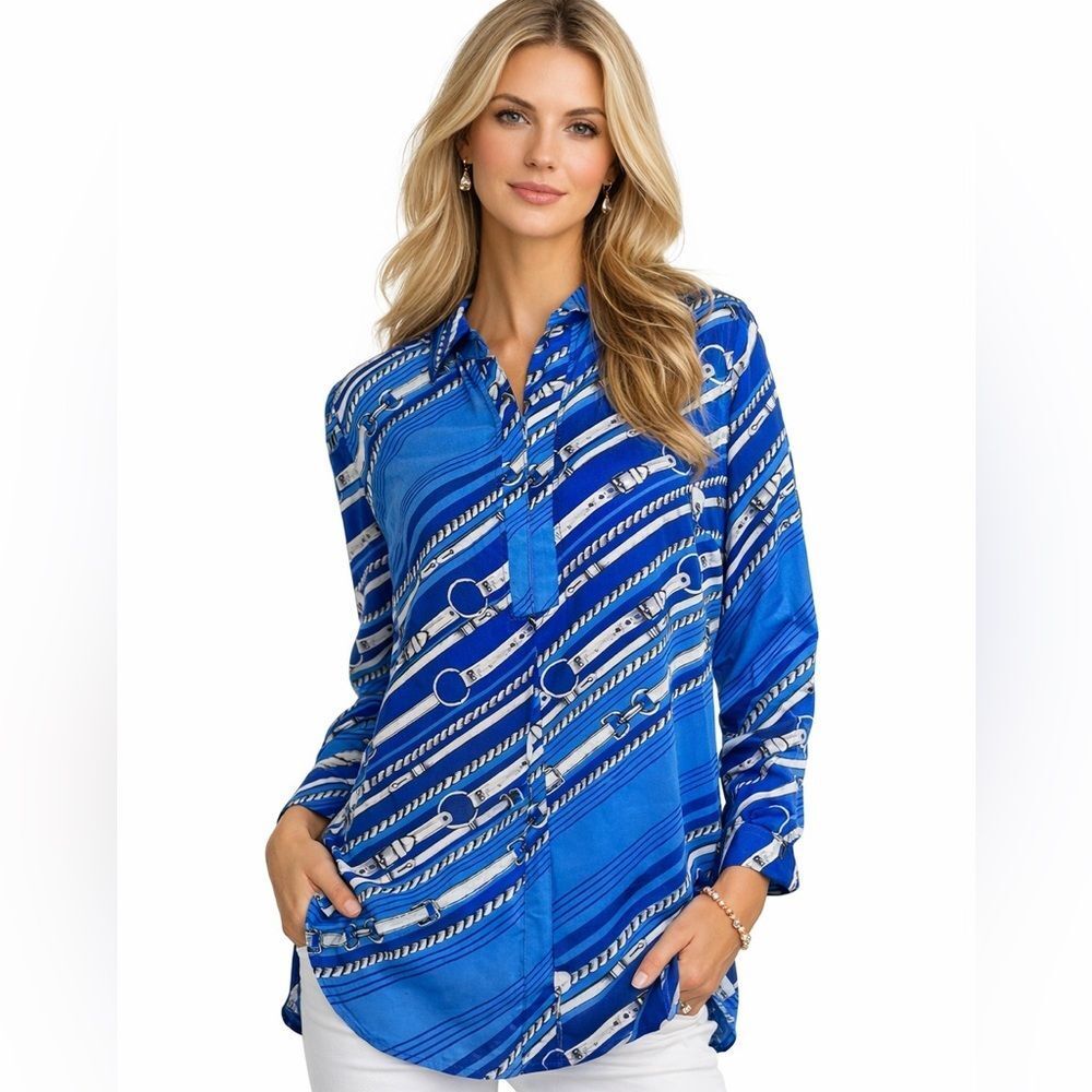 Tyler Boe 100% Silk Chain Print Tina Blouse